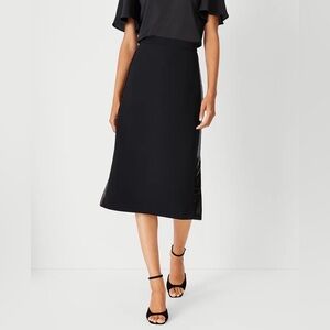 Ann Taylor Black Sequin Paneled Side Slit Midi Skirt